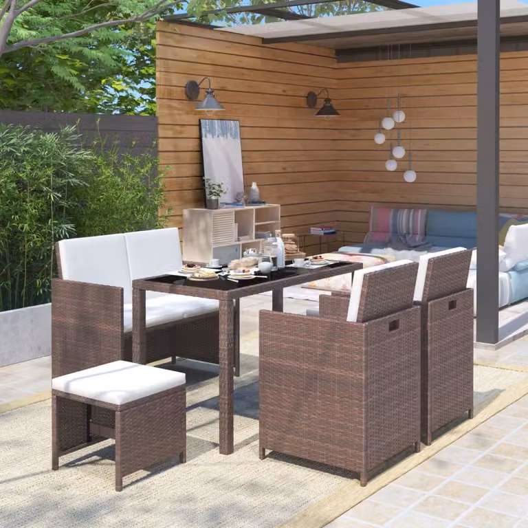 Maison Exclusive - Set da giardino da 6 pezzi con sedute, in rattan sintetico marrone