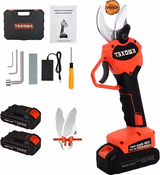 Snoeiscafo elettrico - diametro massimo di taglio 40 mm - 2 pezzi - 21 V ricaricabile 3000 mAh - Adatto per sega da erba, sega da rose, sega da trucco