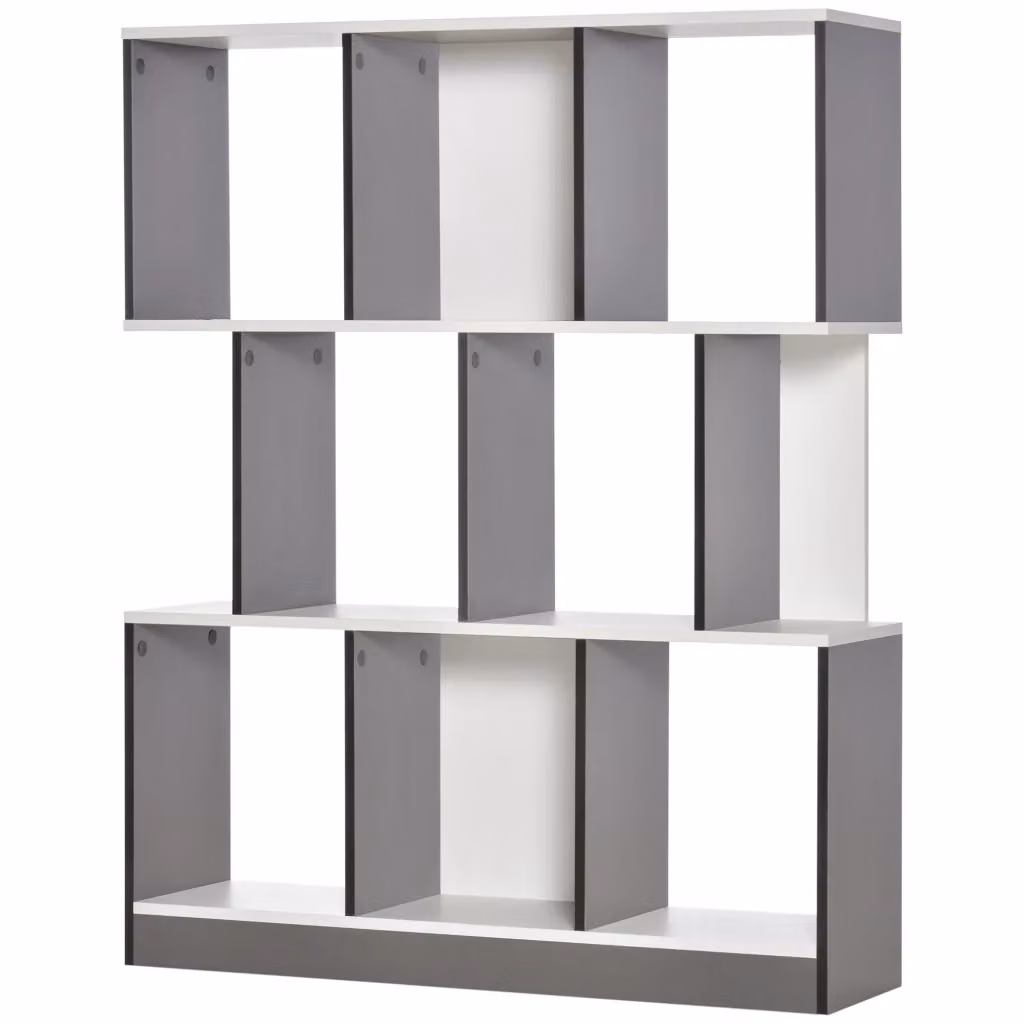 Libreria Minimal a 8 Ripiani in Legno Grigio Carbone L: 100 cm, P: 24 cm, H: 124 cm – 2