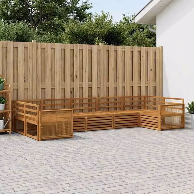 Set di divani da esterno 7 pz Naturale Legno di Acacia Massello 3383807