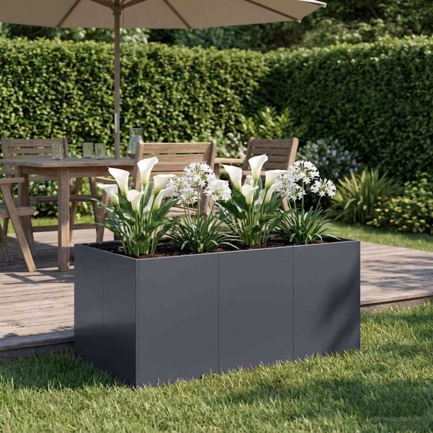 Vaso da giardino vidaXL in metallo colore antracite L: 120 cm, P: 80 cm, H: 60 cm