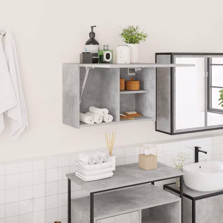 Armadietto da bagno sospeso vidaXL Grigio con ante a battente e ripiani interni L: 60 cm, P: 25 cm, H: 40 cm