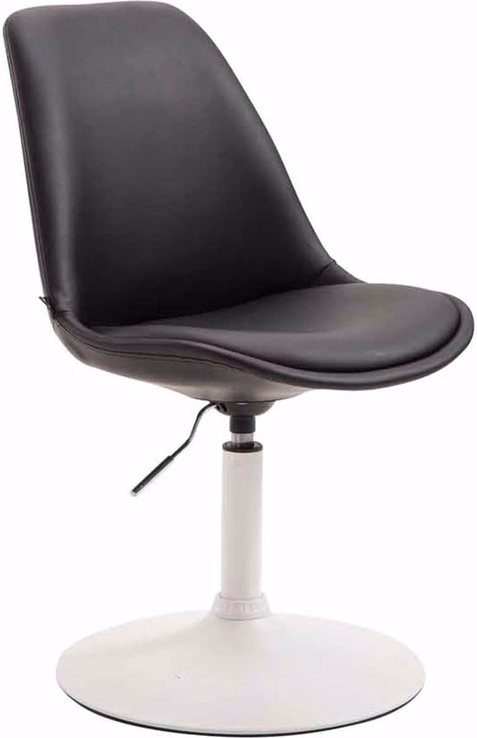 Sedia da pranzo in ecopelle - Sedia moderna - Altezza regolabile e girevole a 360° | Colore: nero | Colore base: bianco