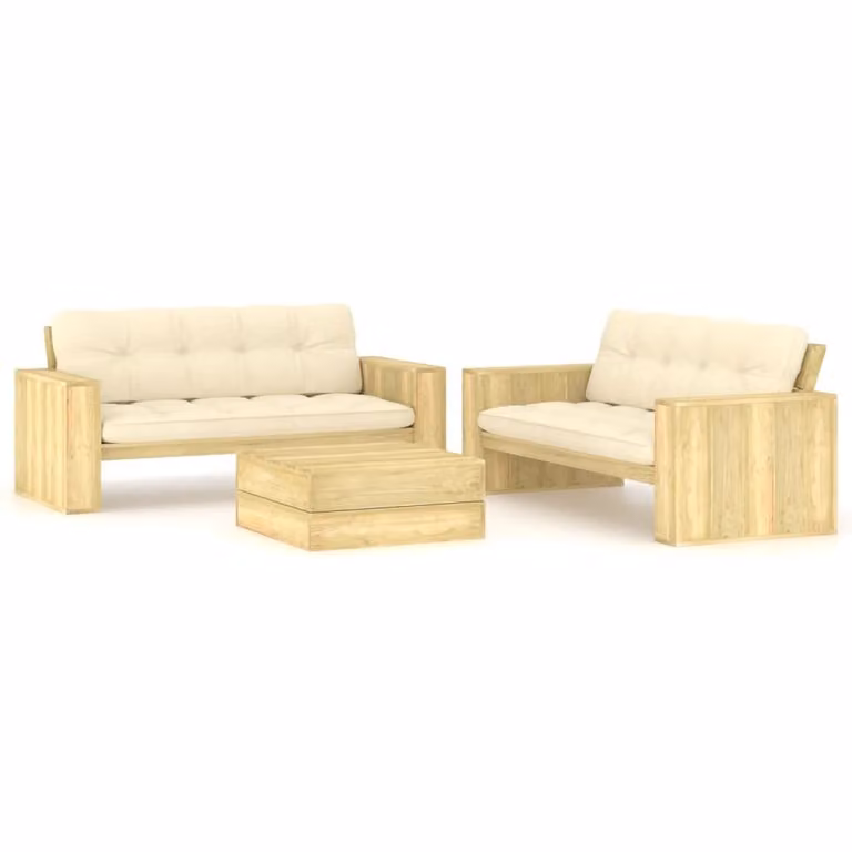 Maison Exclusive - Set da giardino a 3 pezzi con cuscini, in legno di pino trattato