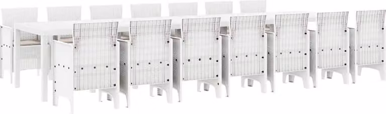 Set da pranzo da giardino con cuscini 15 pcs Bianco PP