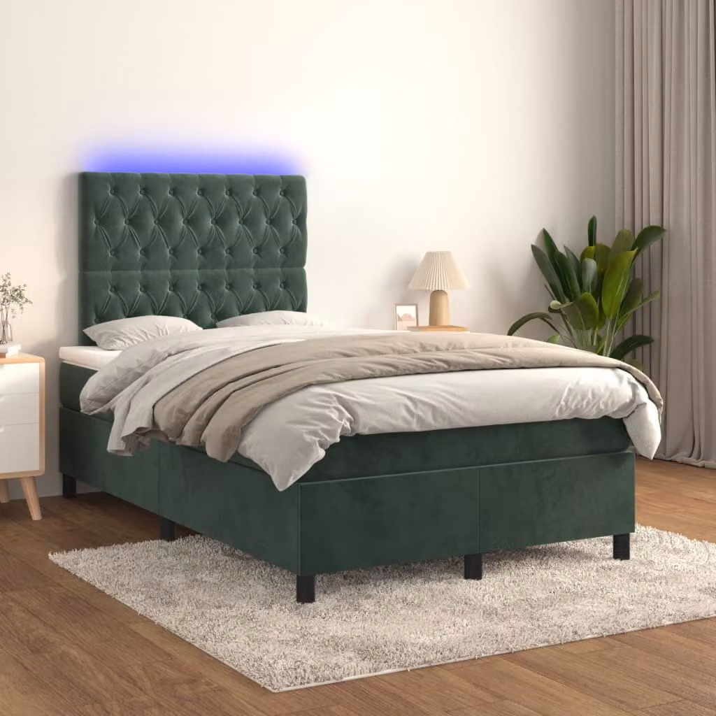 Maison Exclusive - Letto a Molle con Materasso e LED Verde Scuro 120x200cm Velluto