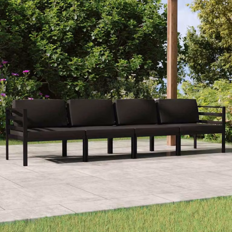 vidaXL Set Divani da Giardino a Forma di L con Cuscini in Alluminio Antracite
