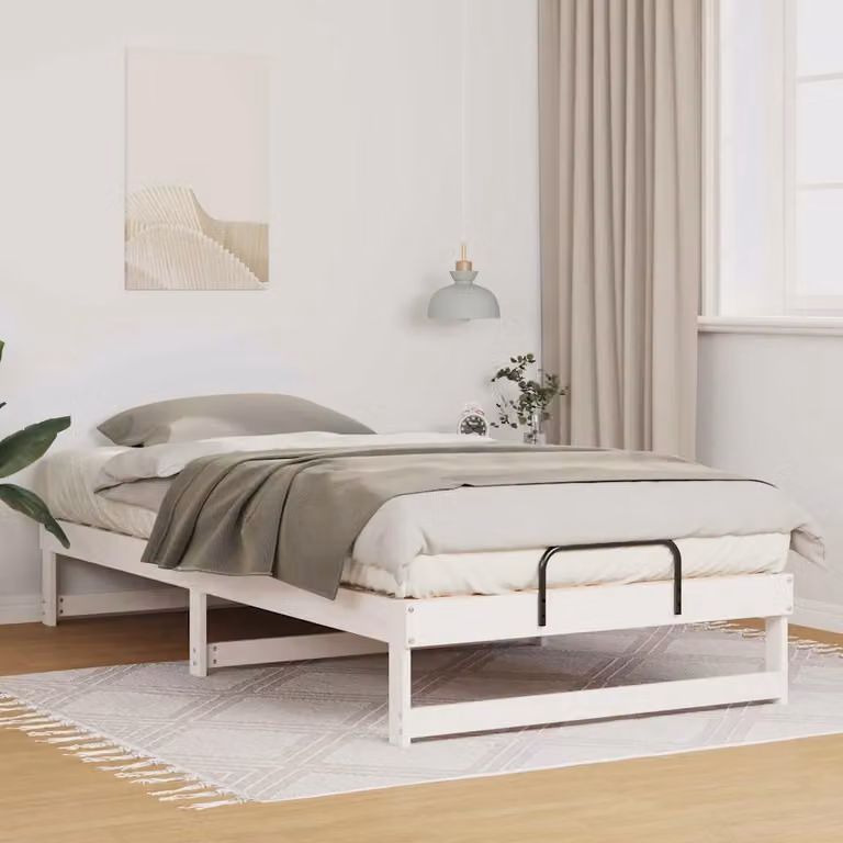 Struttura del letto moderna vidaXL in pino massello bianco L 100 cm x P 210 cm