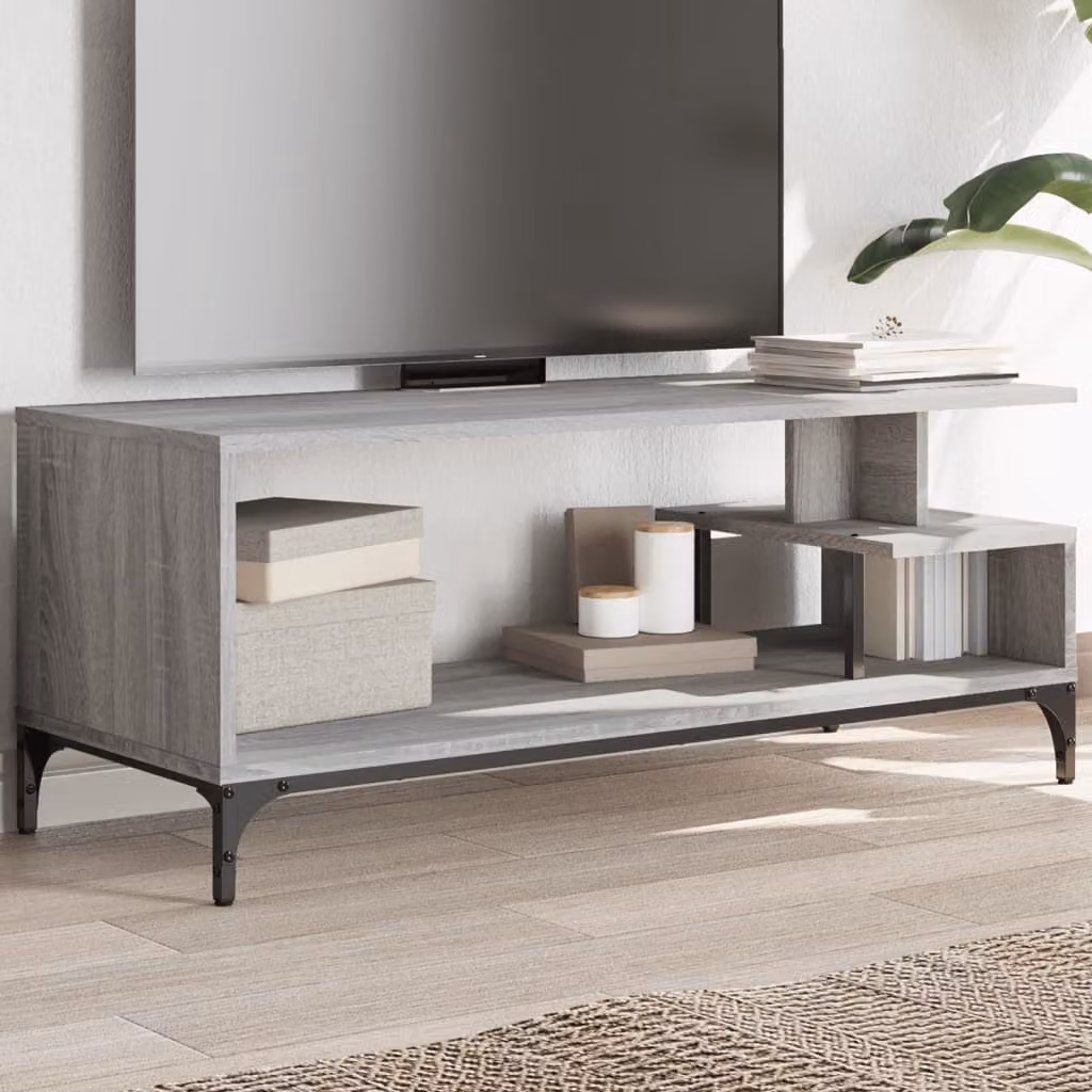 Mobile TV vidaXL in stile industriale in legno e acciaio grigio Sonoma L 102 cm x P 40 cm x H 41 cm