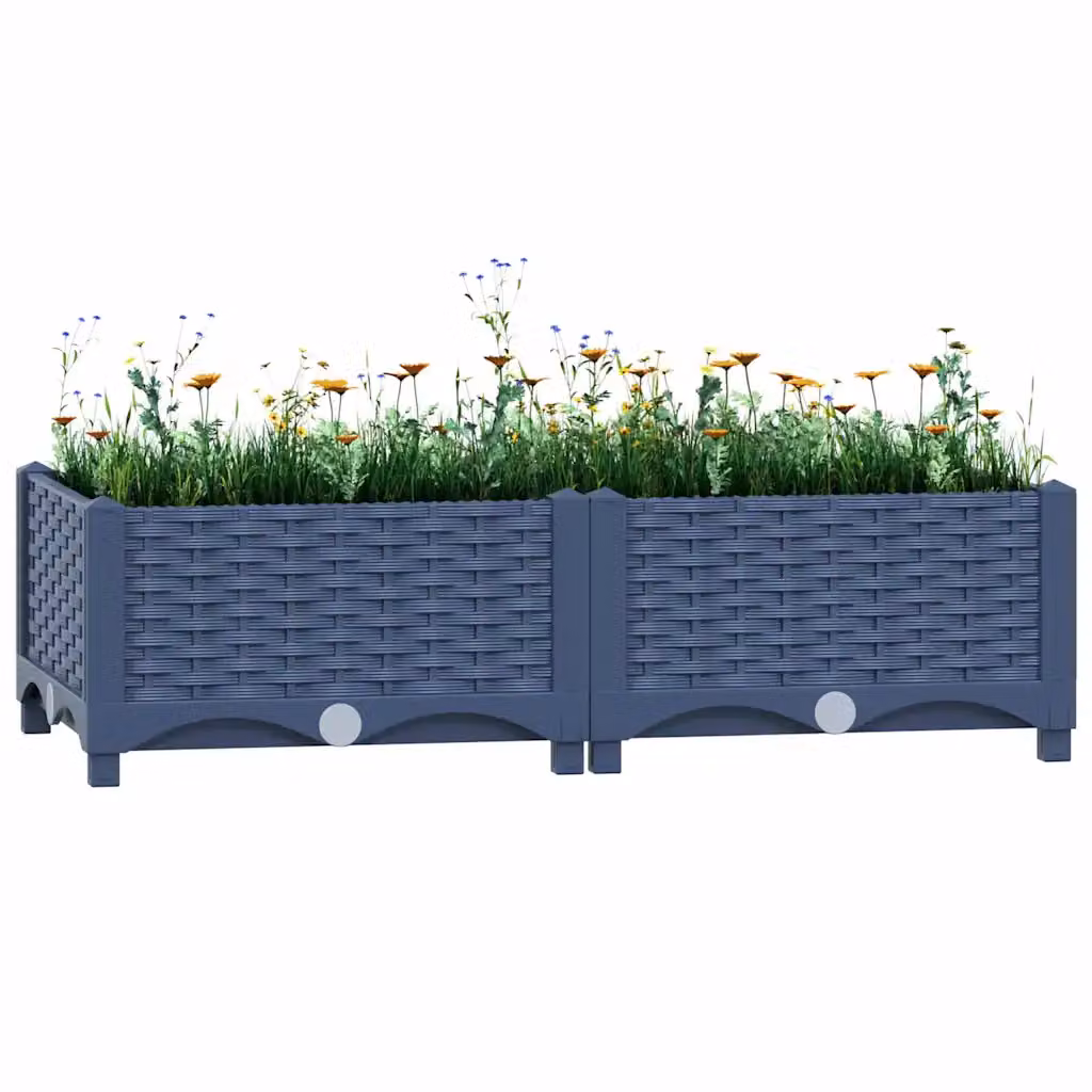 Fioriera Rialzata vidaXL in Plastica per Orto e Giardino, L 80 cm x P 40 cm x H 23 cm