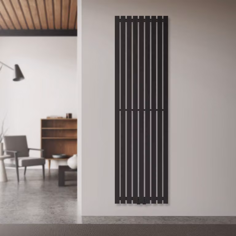 Radiatore a pannello LuxeBath, monostrato, 480x1600 mm, nero, con attacco centrale, senza elemento riscaldante