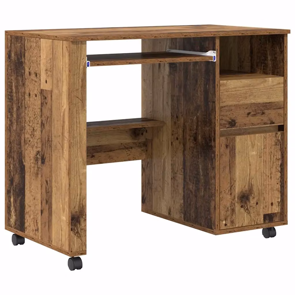 Scrivania da ufficio moderna vidaXL in legno marrone con ruote L/P/H: 77 x 91 x 50 cm – 2