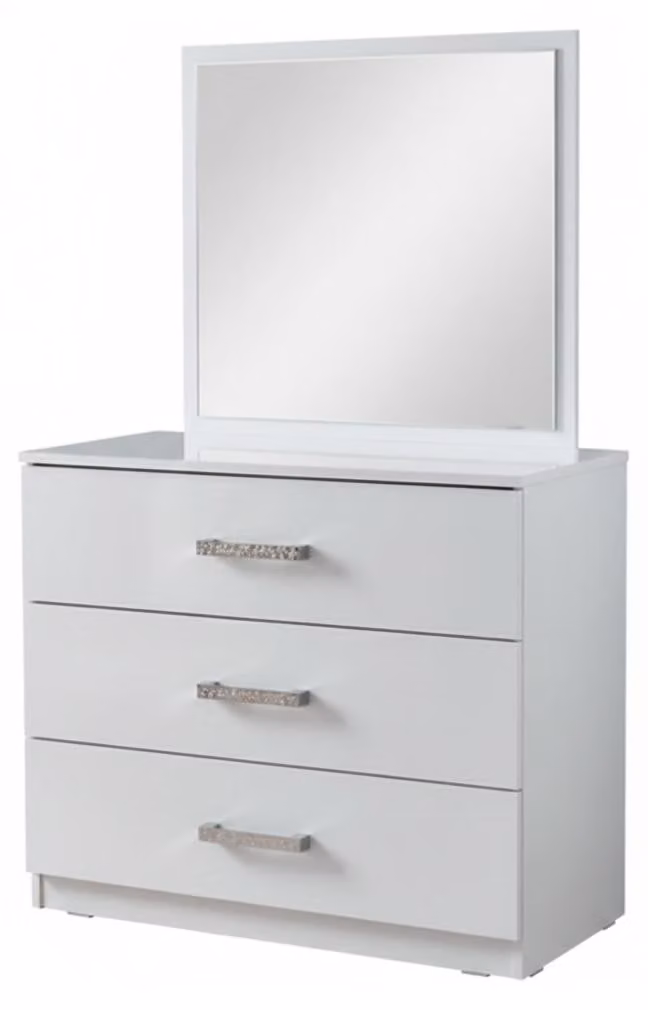 Comò da trucco elegante dal design moderno, dotato di un comodo spazio contenitore