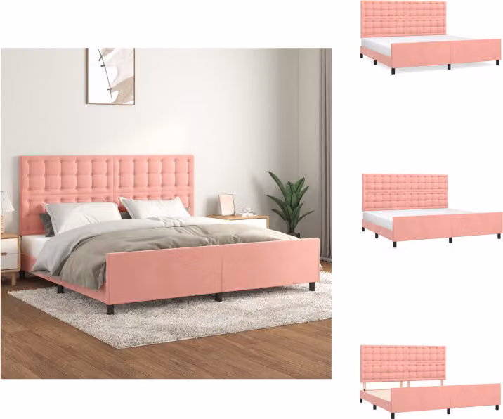 vidaXL Letto con testiera in velluto rosa 200x200 cm - Letti & Reti