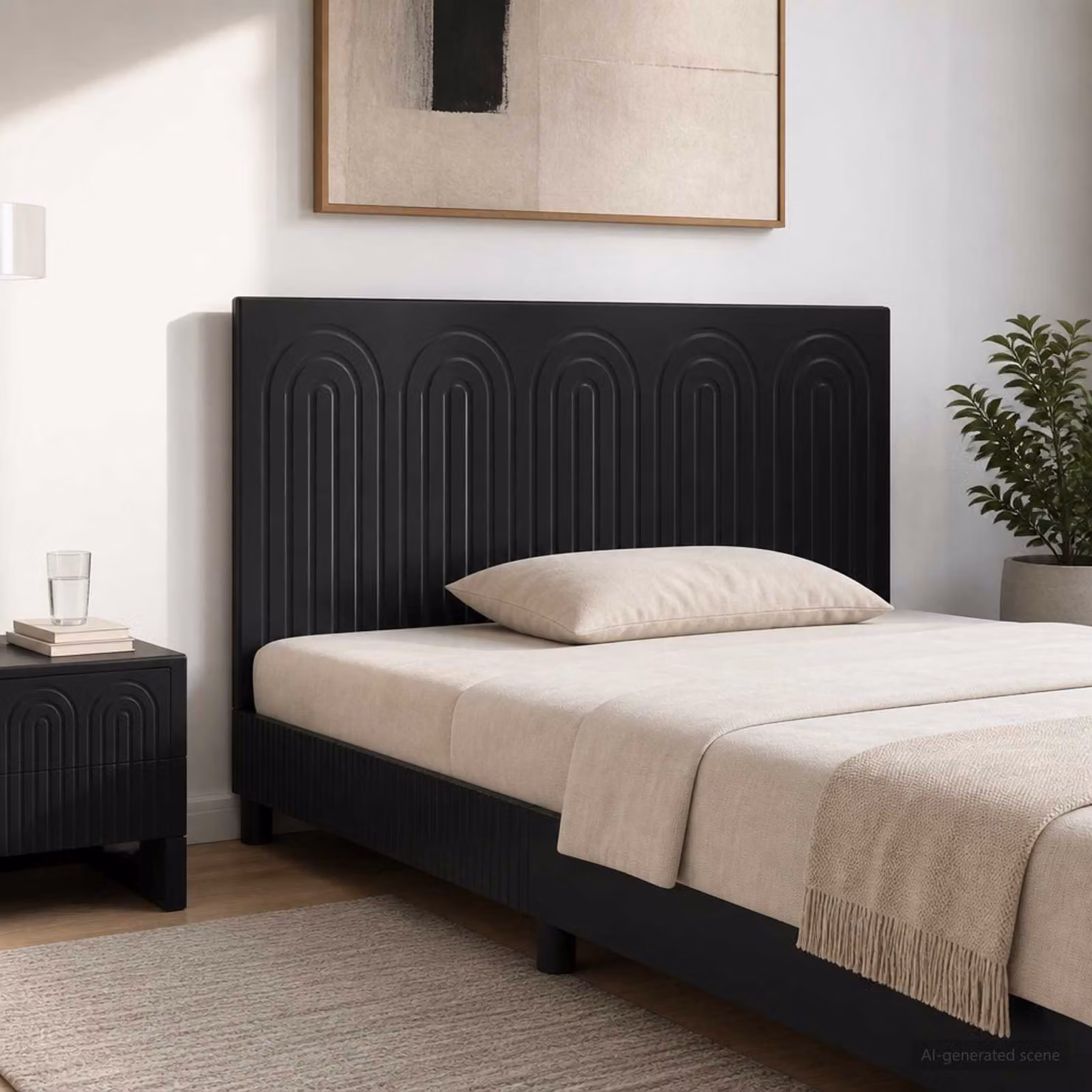 Testiera da muro moderna vidaXL ALKMAAR in legno ingegnerizzato nero opaco