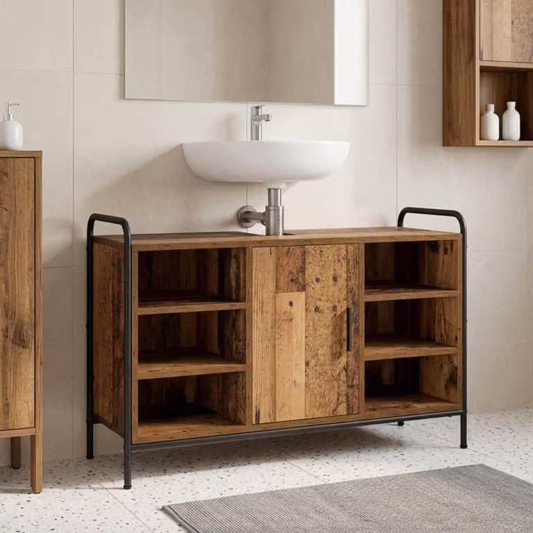 vidaXL Mobile da Bagno Legno antico 95 x 34 x 61 cm