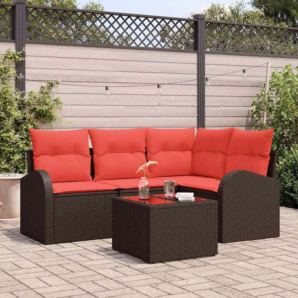 Maison Exclusive - Set da giardino composto da 5 pezzi, divano in rattan sintetico marrone