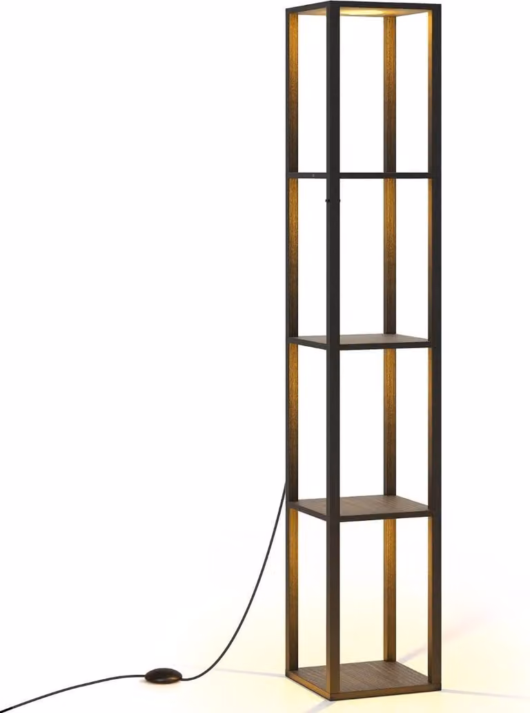 Lampada da terra con ripiani e luci LED dimmerabili, 165 cm