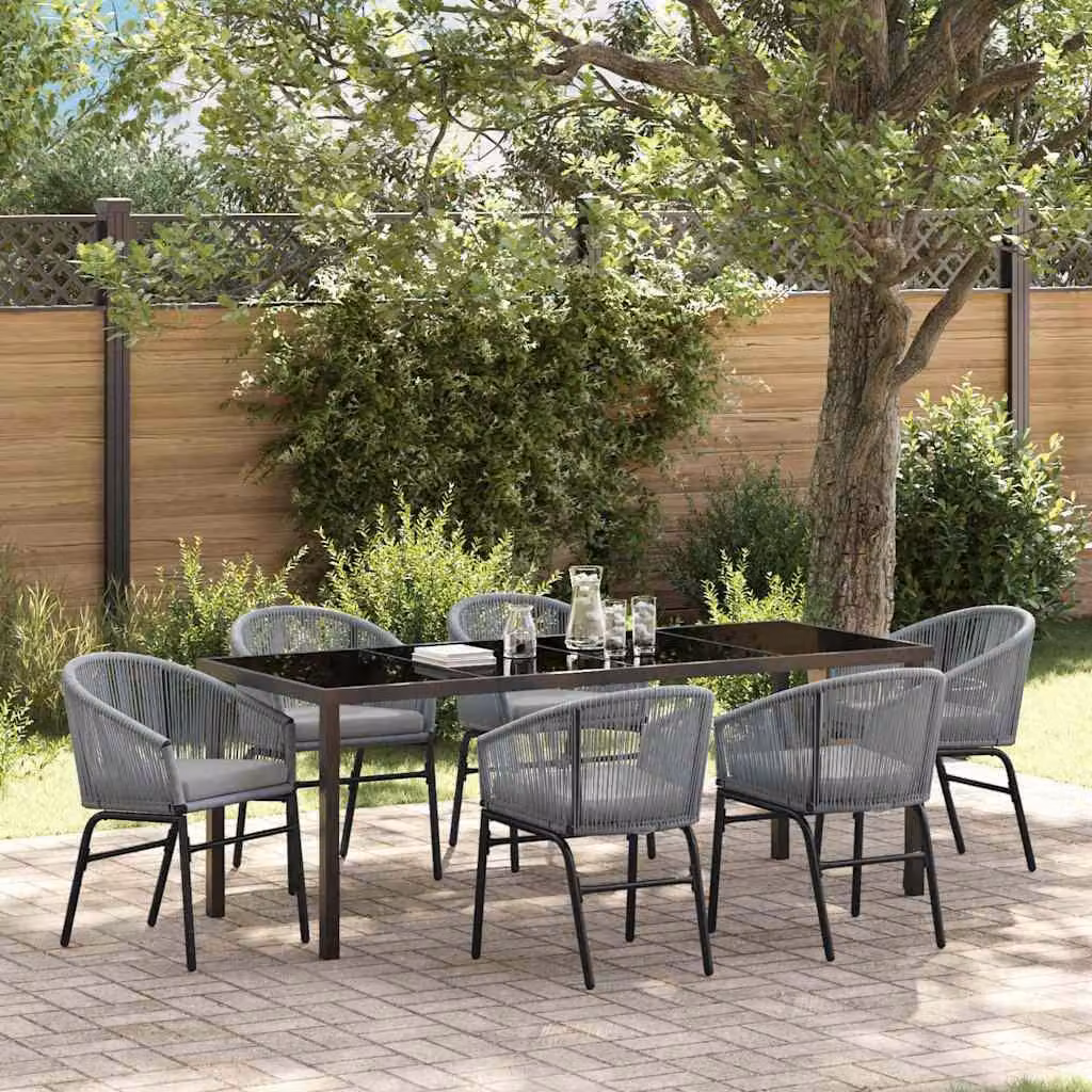 Maison Exclusive - Set da pranzo per esterno, 7 pezzi, acciaio verniciato a polvere color antracite