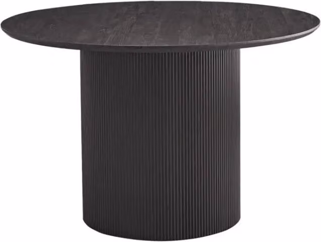 Tavolo da pranzo rotondo VAGOS effetto legno marrone scuro, ideale per una sala da pranzo accogliente