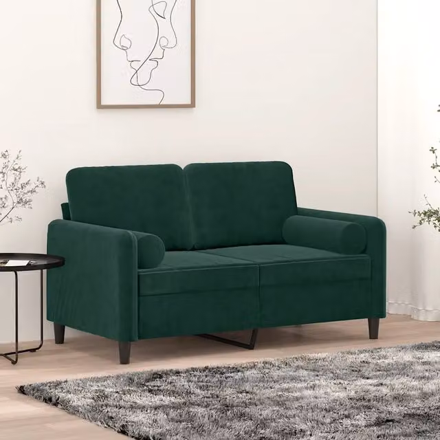 Divano a 2 Posti con Cuscini-Sofa 2 Posti con Cuscini Verde Scuro 120 cm in Velluto 396298