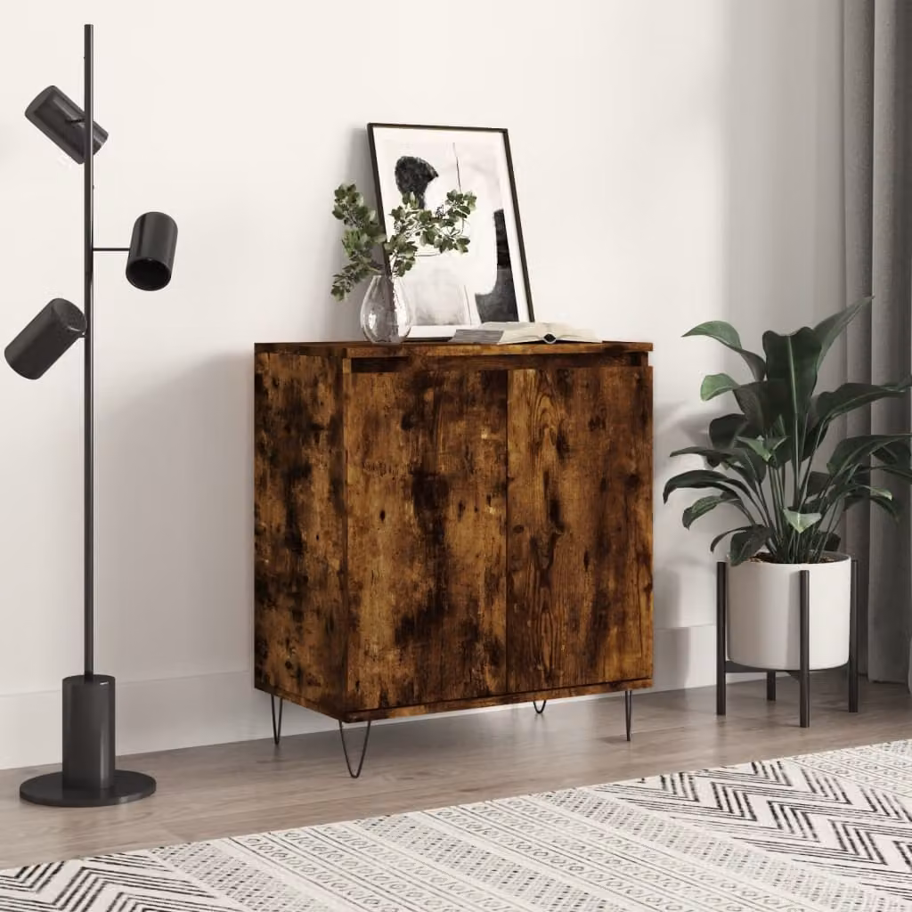 Credenza moderna vidaXL in legno e metallo color marrone L: 60 cm, P: 35 cm, H: 70 cm