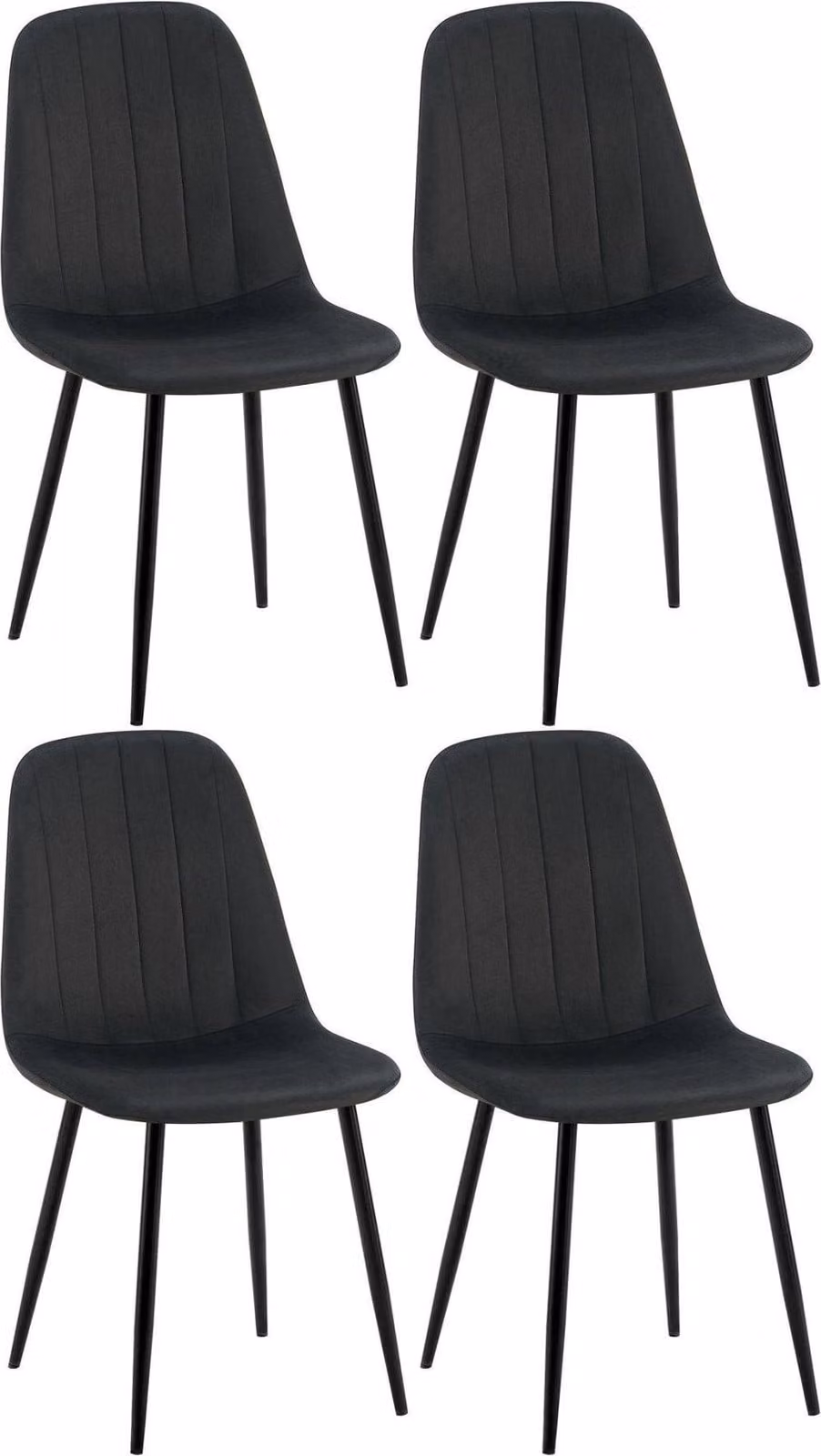 set di 4 sedie da pranzo - rivestimento in velluto - elevato comfort di seduta | colore: nero