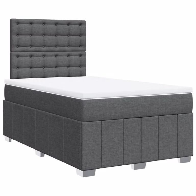 Giroletto a Molle con Materasso Grigio Scuro 120x190cm Tessuto