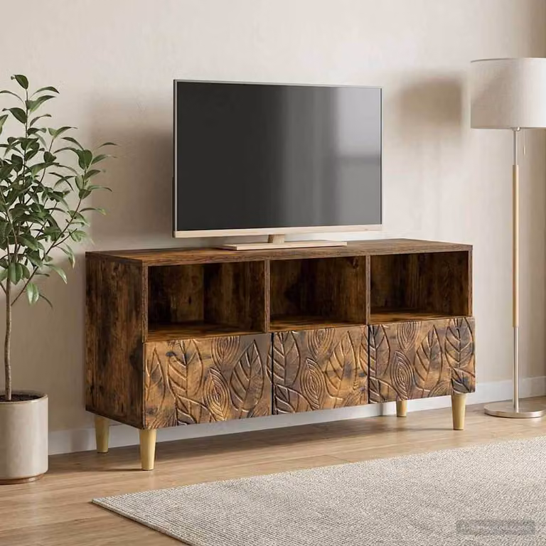 Mobile TV vidaXL in legno ingegnerizzato Rovere Fumo, L 102 x P 34,5 x H 50 cm