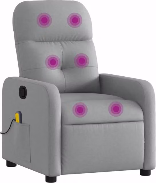 Poltrona Massaggiante | Sedia Relax Reclinabile Grigio Chiaro in Tessuto