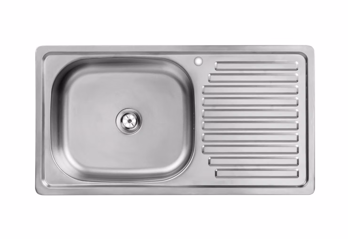 VBChome Lavello in acciaio inox 75 x 40 x 14 cm Lavello da cucina in acciaio inox liscio con foro per rubinetto Lavello sul lato destro Gocciolatoio di facile manutenzione Set di scarico Sifone