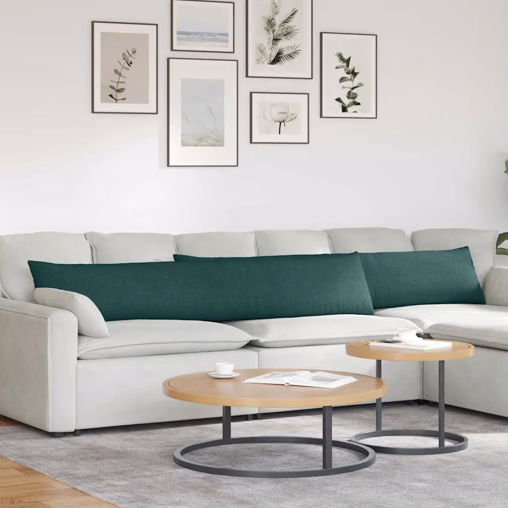 Set di 2 cuscini da divano vidaXL in tessuto verde, forma rettangolare, L 200 cm x P 40 cm x H 40 cm