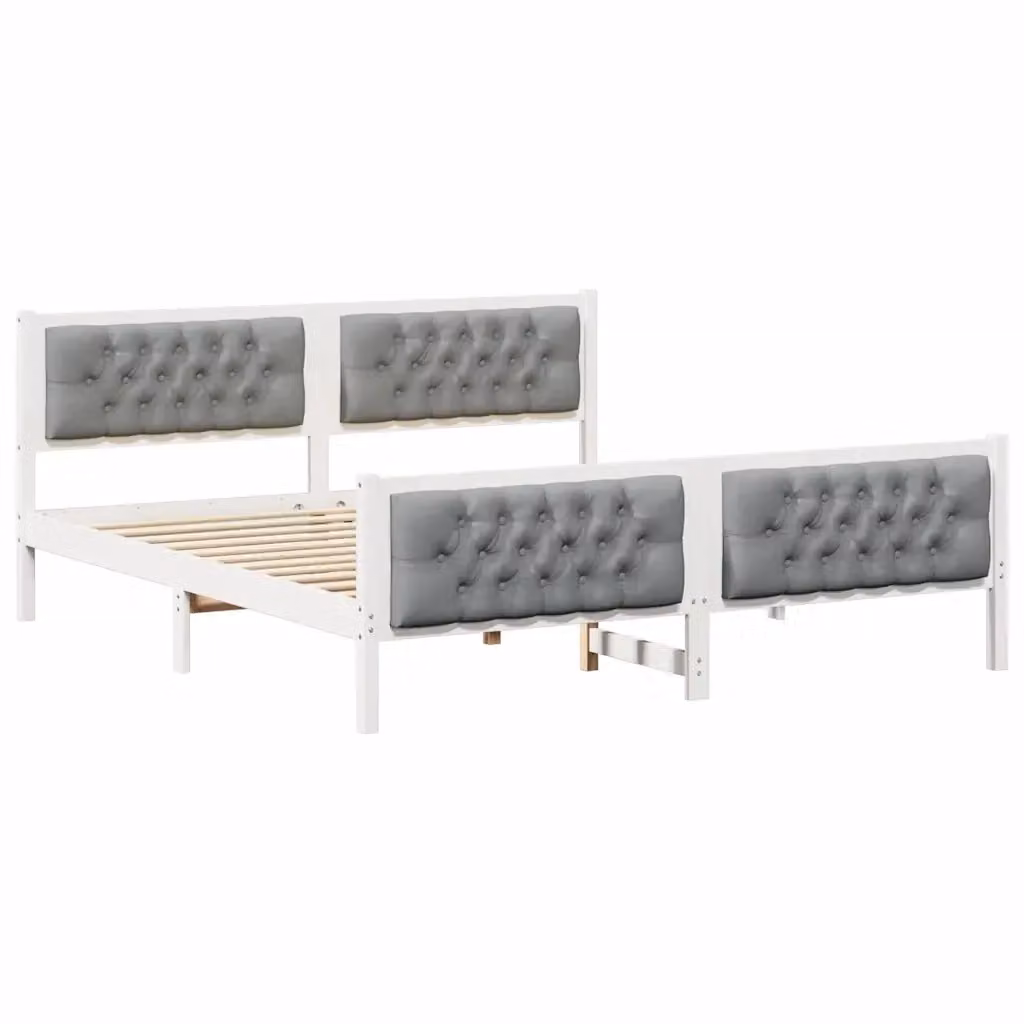 Struttura del letto vidaXL in pino massello grigio chiaro 180 x 200 cm – 2