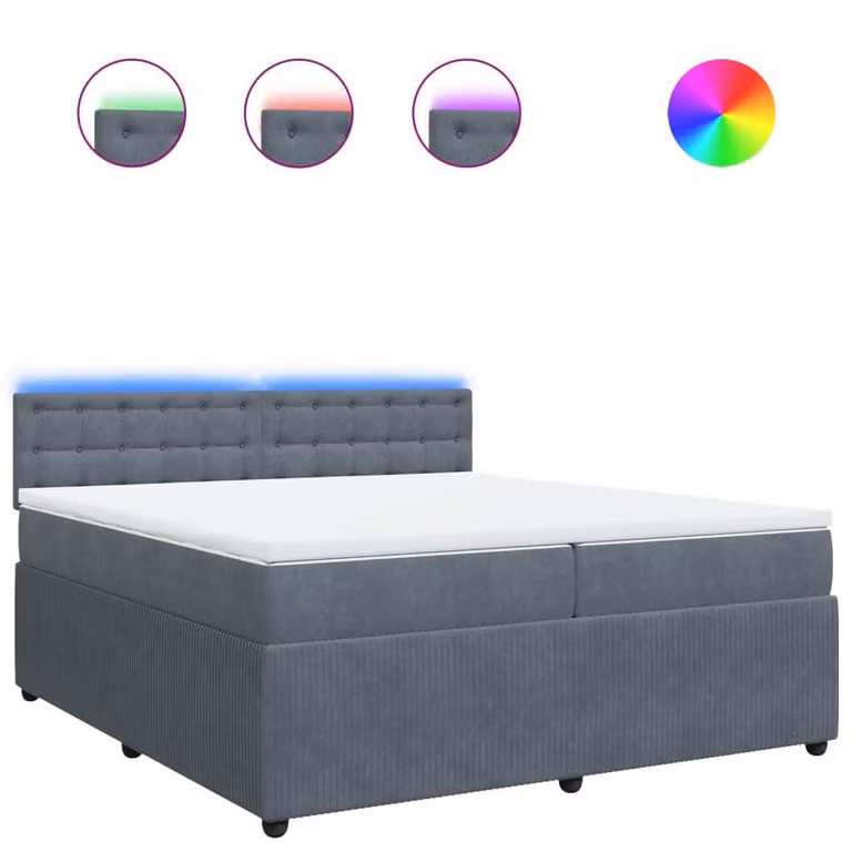 Giroletto a Molle con Materasso Grigio Scuro 200x200 cm Velluto
