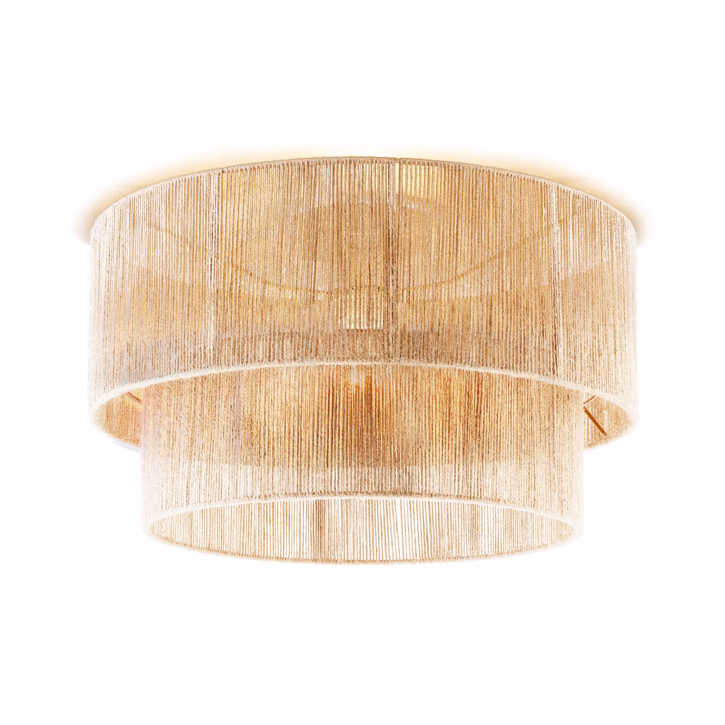 Plafoniera a soffitto Tectake in stile boho in juta e rattan, marrone e beige, attacco E27, 40W