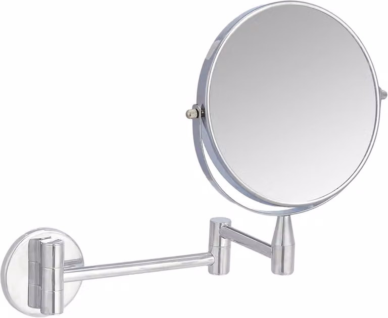 Specchio da parete, rotondo, con ingrandimento 1x/5x, dimensioni 32,5 x 25,4 cm (lunghezza x larghezza), finitura cromata