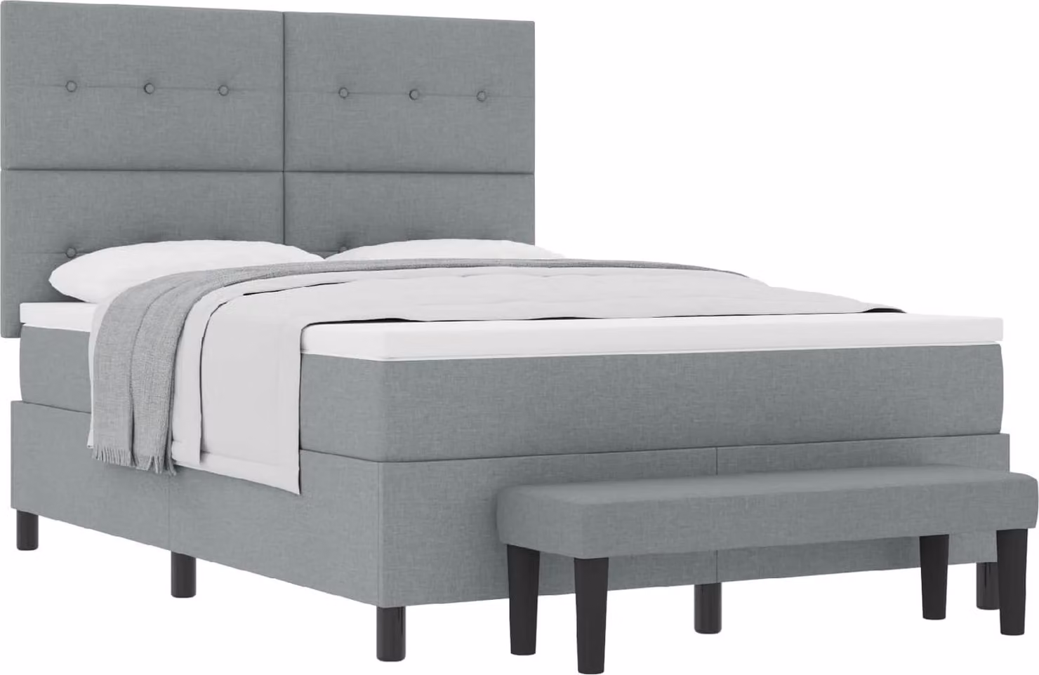 Letto a molle con materasso Grigio chiaro 160 x 200 cm Tessuto