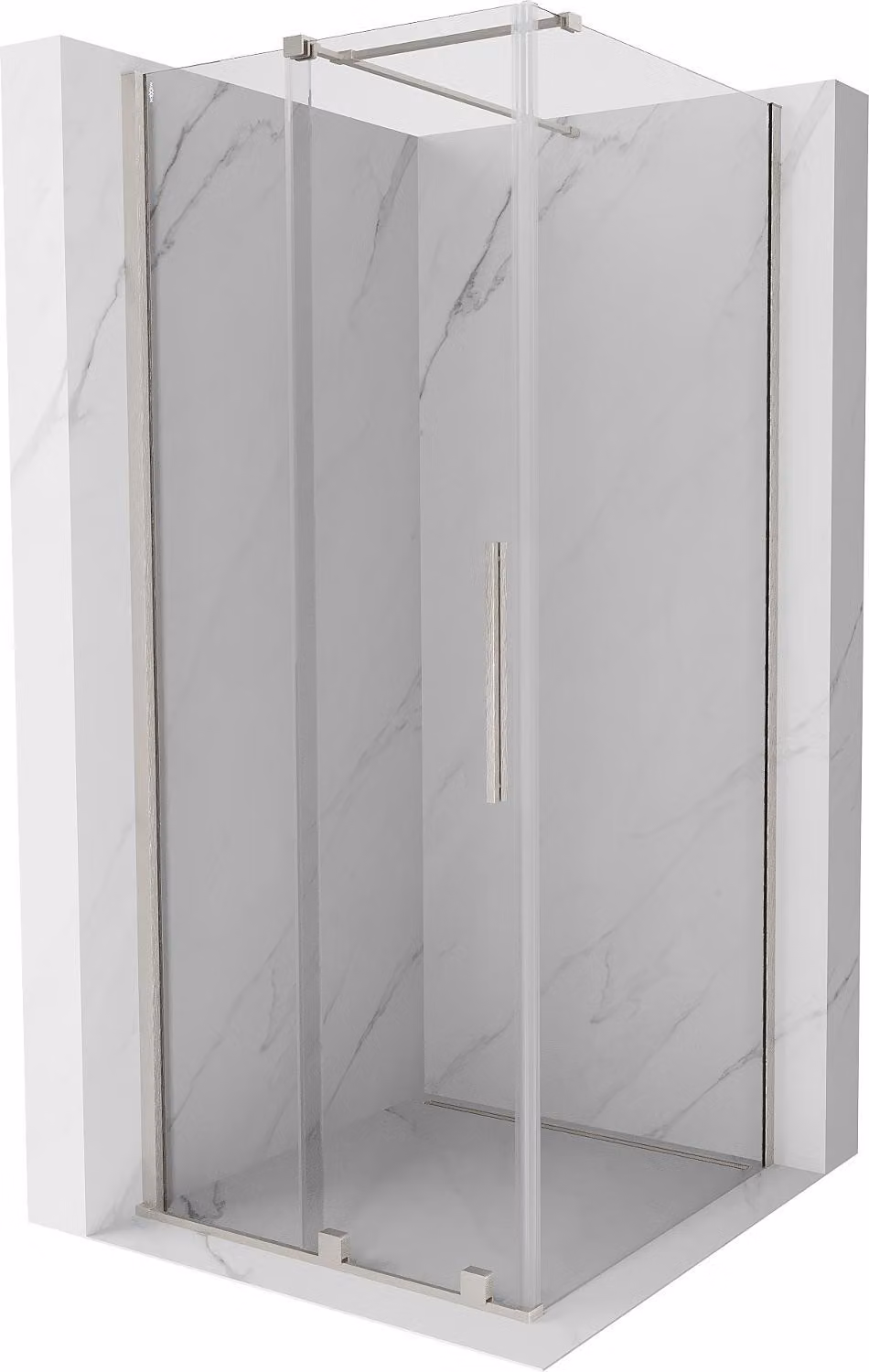 Mexen Velar cabina doccia scorrevole 120 x 120 cm, trasparente, nichel spazzolato - 871-120-120-01-97