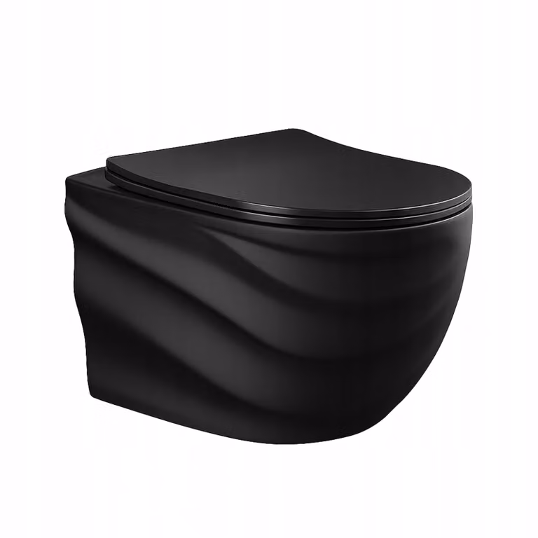WC sospeso in ceramica WC lavabile con sedile soft-close nero opaco