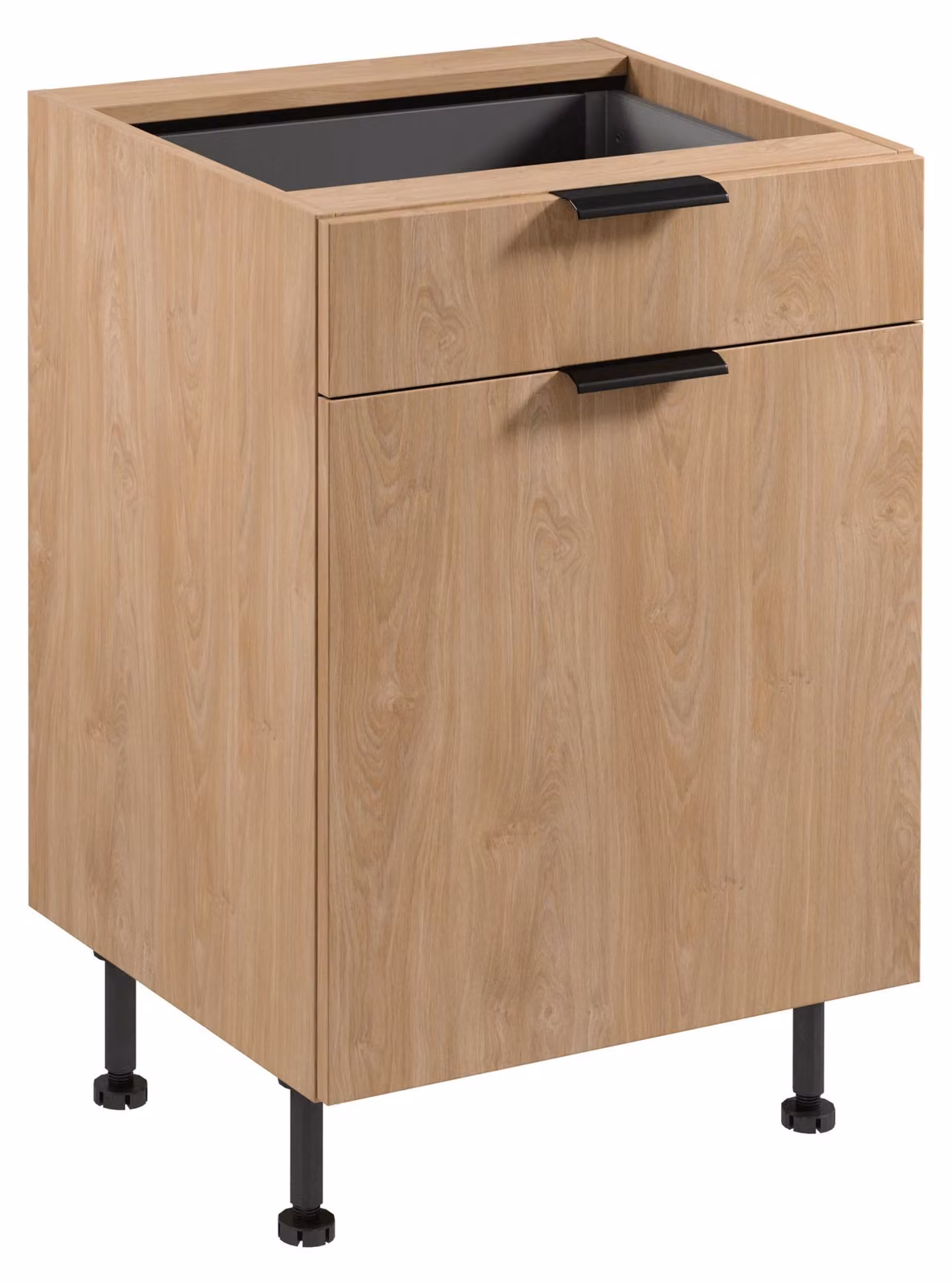 Mobile basso SALERNO con cassetto - larghezza 60 cm, rovere + credenza in omaggio