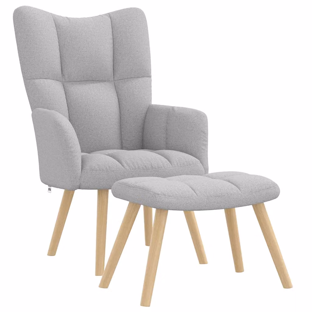 vidaXL Sedia Relax con Poggiapiedi Grigio Nuvola in Tessuto