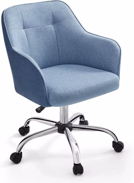 Sedia da ufficio sedia girevole seduta comoda ed ergonomica altezza regolabile portata 120 kg struttura in acciaio tessuto effetto lino blu 12_0005884