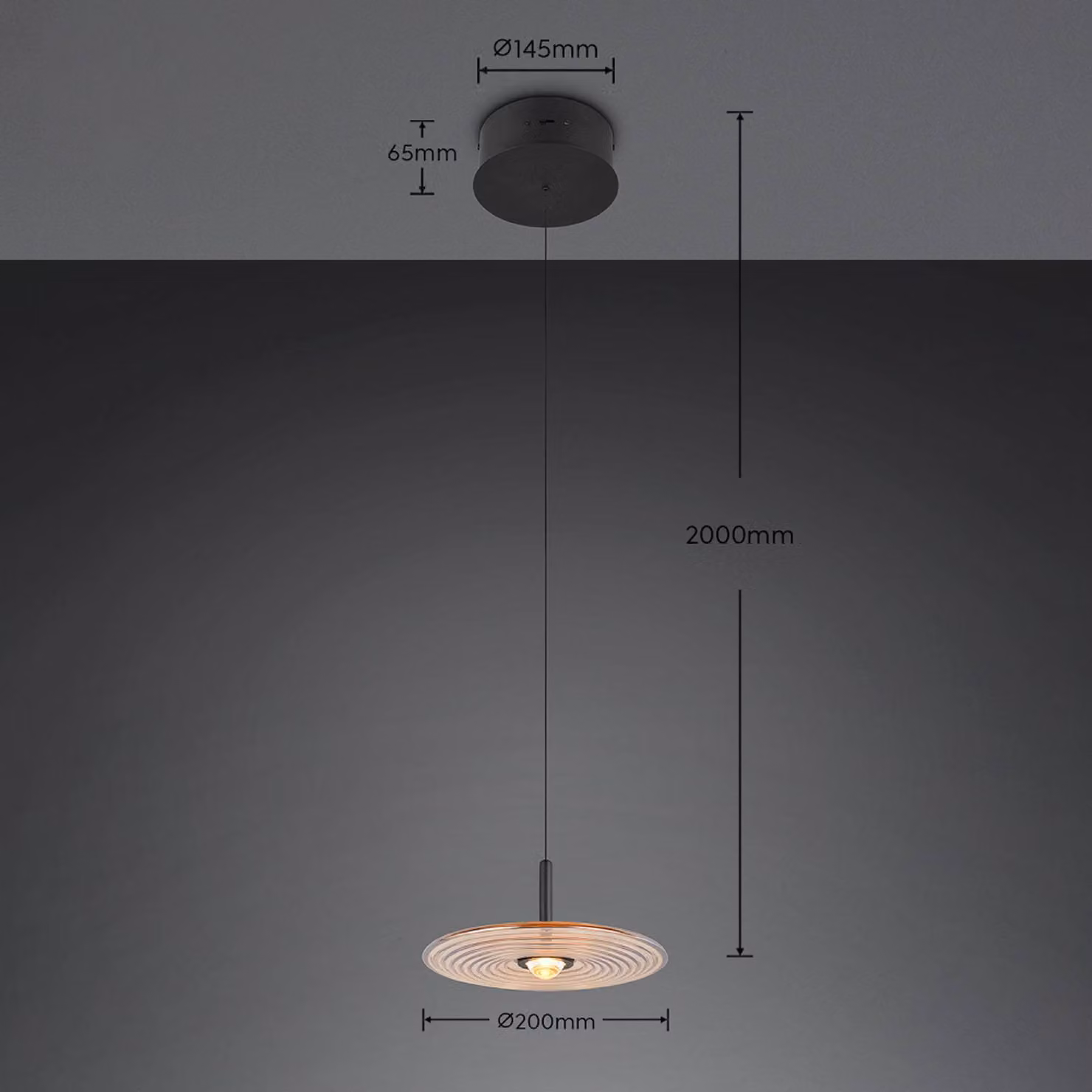 Trio Lighting Lampada a sospensione Sirena, dimmerabile, Nero, Soggiorno / Sala da pranzo, Metallo, Lampada a sospensione