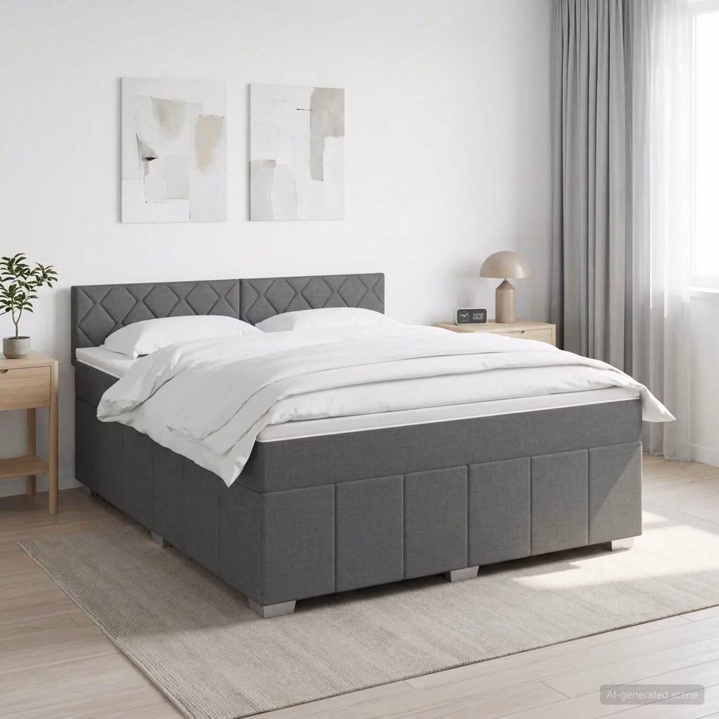 vidaXL Letto box spring con materasso a molle insacchettate Grigio e Bianco L 140 x P 200 cm