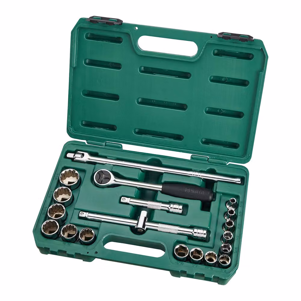 4 Set di chiavi a bussola SATA, 1/2", imperiale, 20 pezzi, 5/16"-1.1/4"