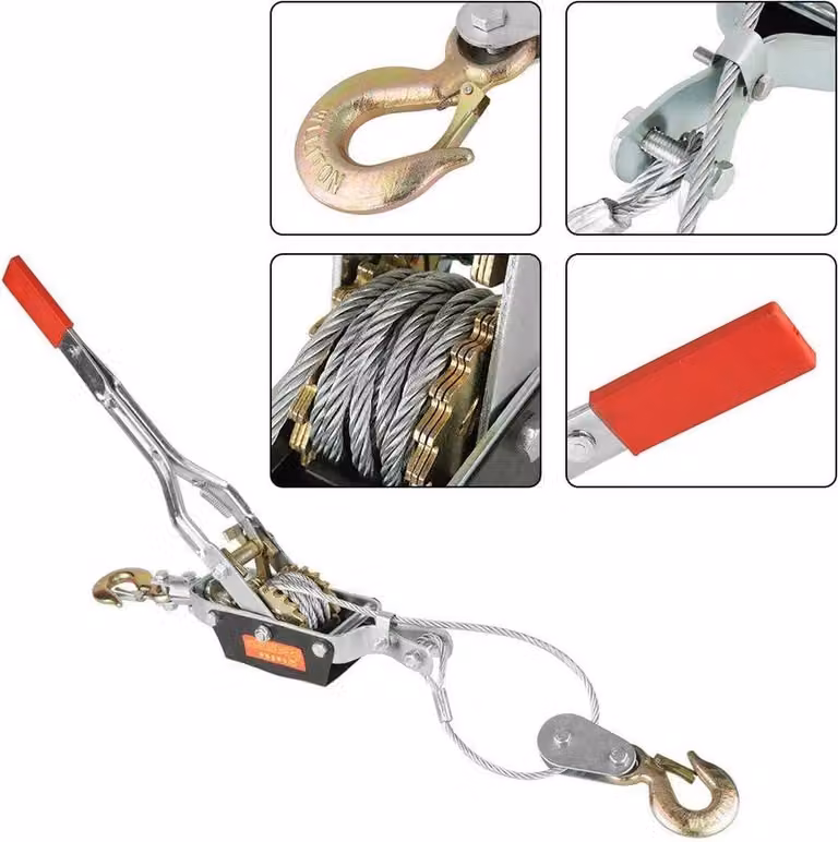 Verricelli manuali in acciaio per carichi pesanti con gancio doppio - Capacità di trazione: 4 tonnellate - Tenditori manuali con motivo a zig-zag