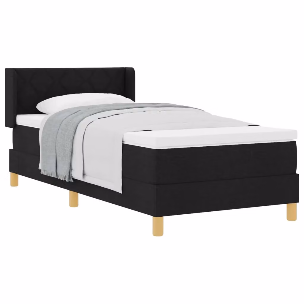Letto a molle moderno vidaXL con testiera in tessuto nero L 200 cm x P 100 cm – 2