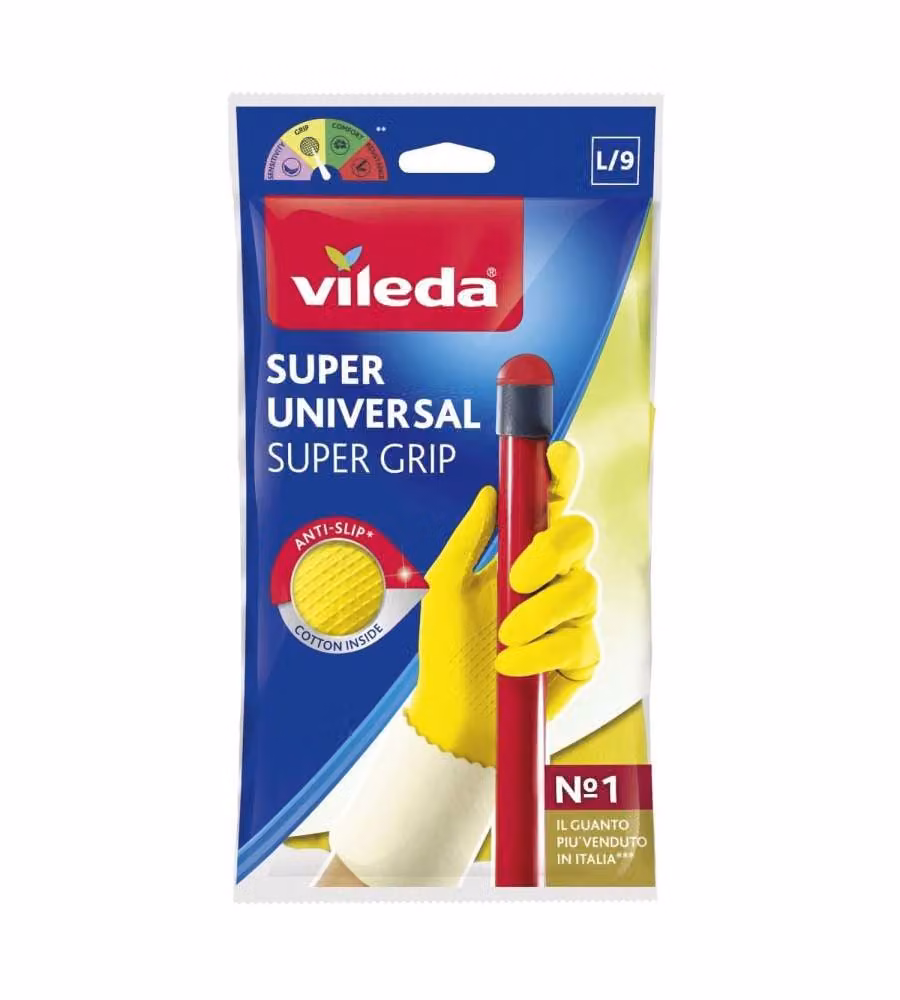 Vileda Guanti Super Universal Lattice Giallo Taglia L Antiscivolo Riutilizzabili