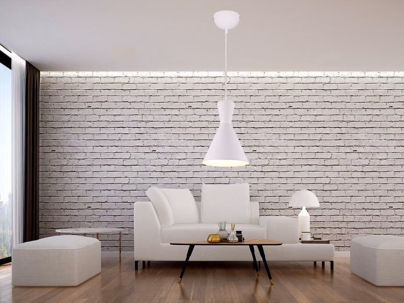 Lampada a sospensione ENZO bianca 1xE27x28W in metallo, dimensioni: 150x20x20 cm, IP20, RL