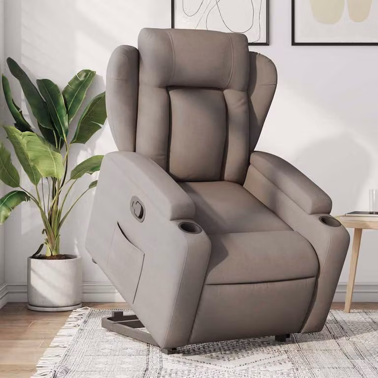 vidaXL Poltrona Alzapersona Reclinabile con Assistenza Elettrica in Tessuto Beige o Grigio